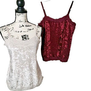 Y2k Velvet Eyelash Lace Cami Top ASO Elena Gilbert Size M Fairy Goth Grunge 2pc